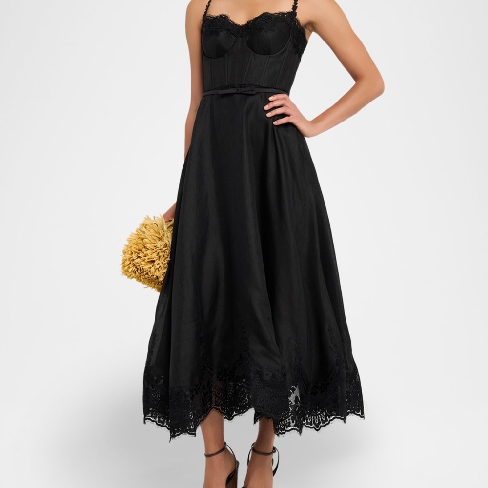 Zimmerman Elegant Black Lace Midi Dress - Picture 4 of 6